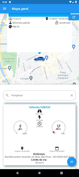 Detalhe real de veículo no aplicativo Cerasi