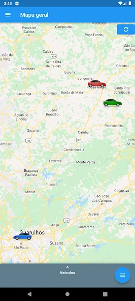 Mapa geral real do aplicativo Cerasi